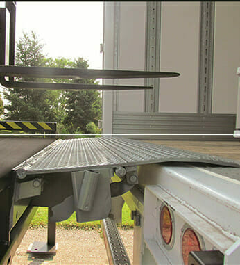 A truck using Copperloy's mechanical dock leveler